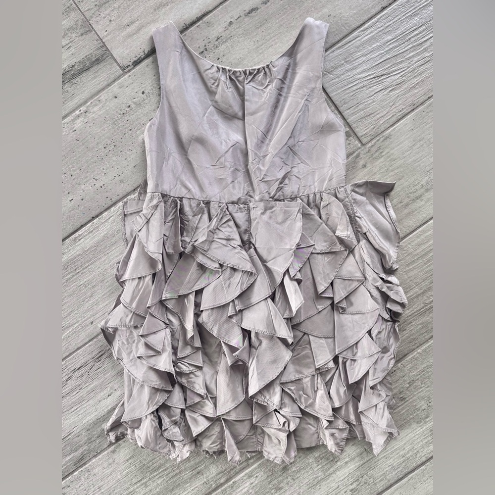 Crew Cuts Layla Silk Silver Ruffle Party Dress - size 5